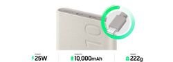 Samsung Powerbank z funkcją bezprzewodowego ładowania 10Ah 25W (EB-U2510XUEGEU) /OUTLET