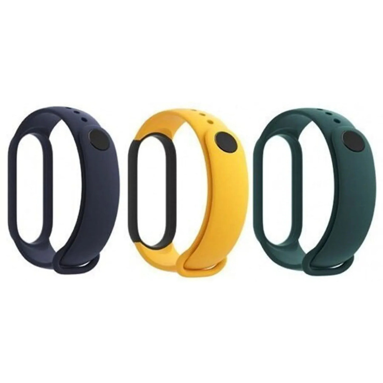 3 opaski Xiaomi Mi Smart Band 5 Strap 3-pack Niebieski Zółty Zielony TPU 