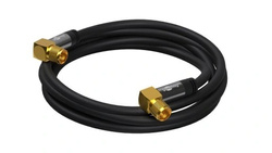 Kabel antenowy koncentryczny wtyk F/F 90° kątowy SAT ekranowany 1m Czarny Goobay
