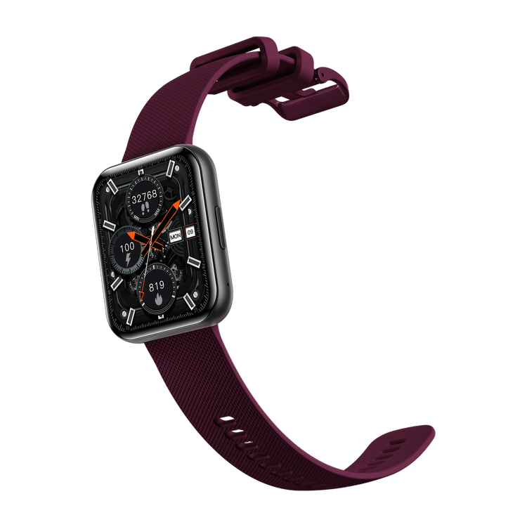Bemi SmartWatch Exo Czarny + Pasek Silikonowy Czerwony / Czerwone Wino