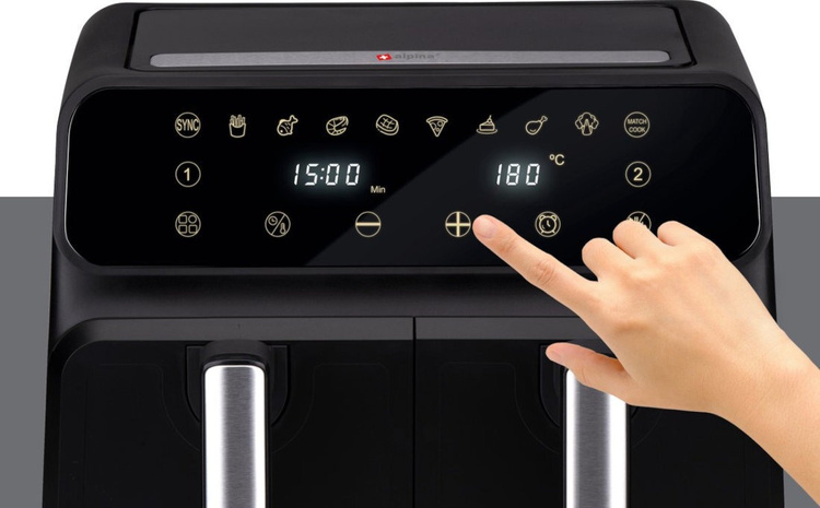 Alpina frytkownica beztłuszczowa 2x4 litry cyfrowy wyświetlacz Airfryer