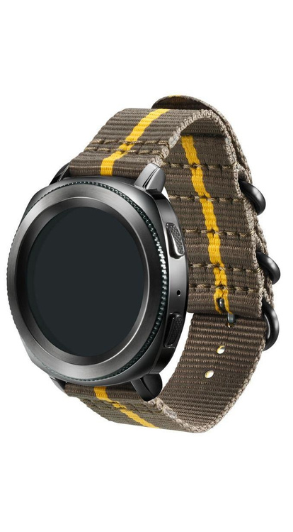 Pasek Samsung do Gear Sport Premium Nato Strap Szary - Żółty GP-R600BREECAH