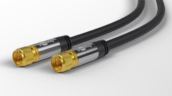 Kabel antenowy koncentryczny wtyk F/F SAT ekranowany 1m Czarny Goobay