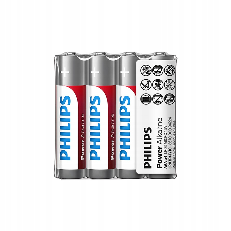 Bateria alkaliczna AAA Philips LR03P 4 sztuki