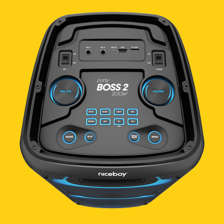 Głośnik Karaoke Przenośny z Mikrofonem Niceboy Głośnik PARTY Boss 2 200W