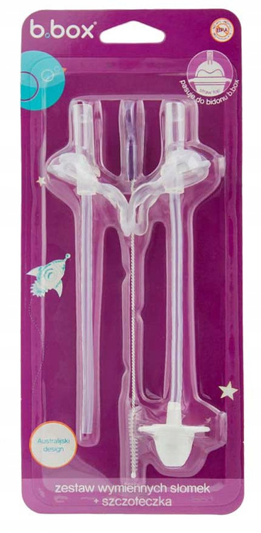 Zestaw 2 zapasowych słomek ze szczoteczką B.Box