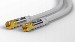 Kabel antenowy koncentryczny wtyk F/F SAT ekranowany 1m Biały Goobay