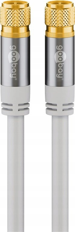 Kabel antenowy koncentryczny wtyk F/F SAT ekranowany 1m Biały Goobay