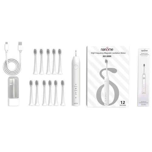 Nandme NX6000W12 Szczoteczka Soniczna Biała z 12 końcówkami
