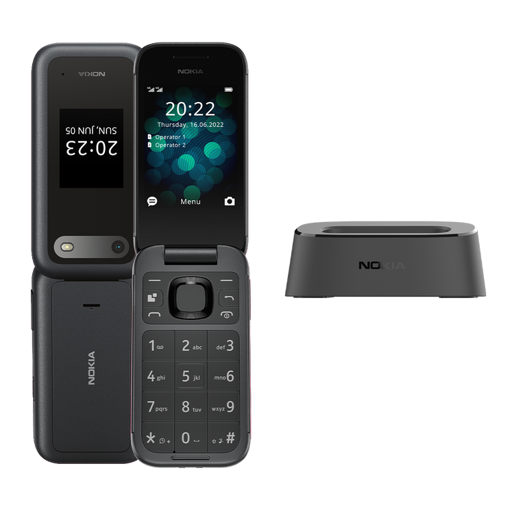 Zestaw Nokia 2660 4G Flip Dual Sim Czarna + Stacja Ładująca /OUTLET