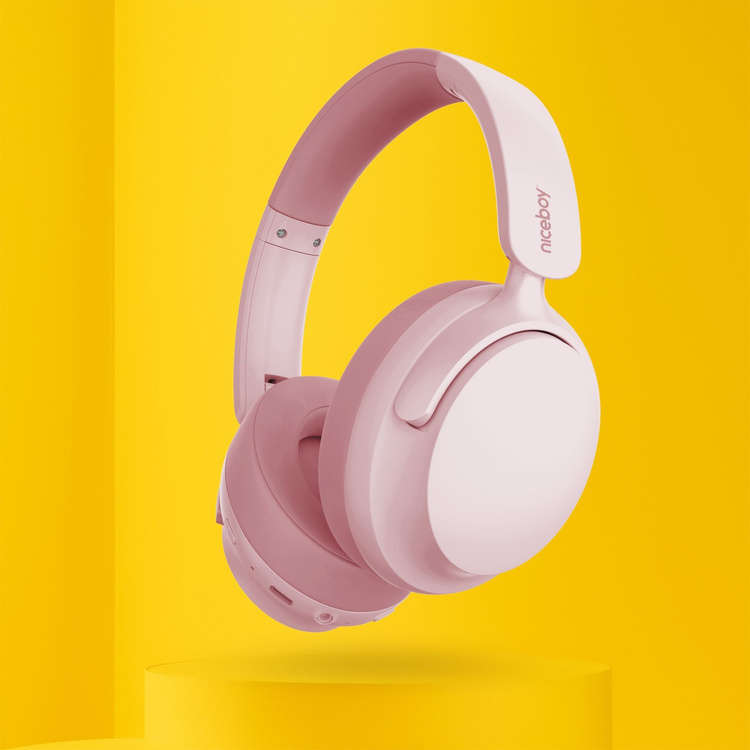 Niceboy Słuchawki Nauszne Stellar Sakura Pink Różowe AUX IPX4 BT 5.4 USBC