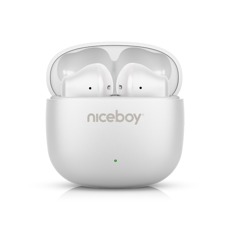 Niceboy Słuchawki Douszne Beans 4 POP Arctic White Białe USB-C IPX4 BT AAC