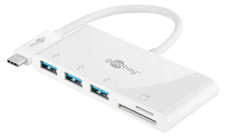 Multi adapter USB-C - 3x USB-A + MicroSD+SD/MCC Goobay Biały