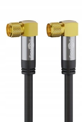 Kabel antenowy koncentryczny wtyk F/F 90° kątowy SAT ekranowany 1m Czarny Goobay