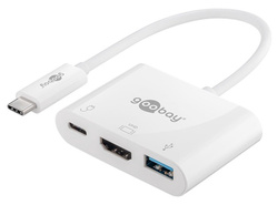Multi adapter USB-C - USB-A + HDMI + USB-C PD 60W Goobay Biały
