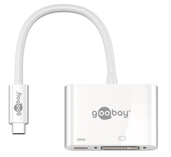 Multi adapter USB-C - DVI-I + USB-C Goobay Biały