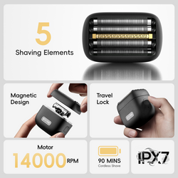 Yoose Mini 5 golarka, maszynka elektryczna męska, IPX7, USB-C, podróżna, czarna