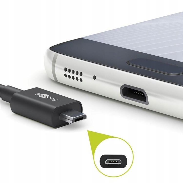 Kabel do telefonu Goobay DAT USB-A - micro-USB-B 1,0m FastCharge czarny PL