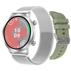 SmartWatch AI Chat Da GPT Bemi Zeno Srebrny Dwa Paski AMOLED IP67 GPS SpO2