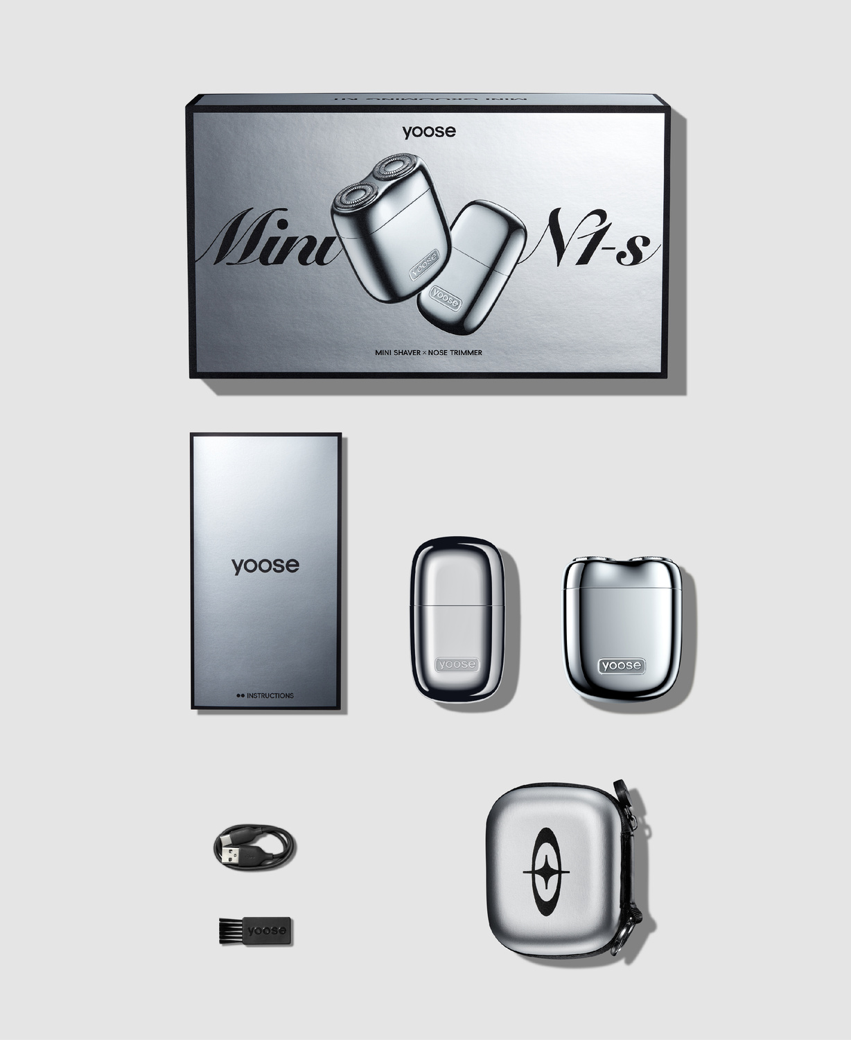 YOOSE Zestaw - Golarka Mini 2.0 + trymer do nosa + etui, srebrny pol_il_Yoose-Zestaw-Golarka-Mini-2-0-trymer-do-nosa-etui-srebrny-17086