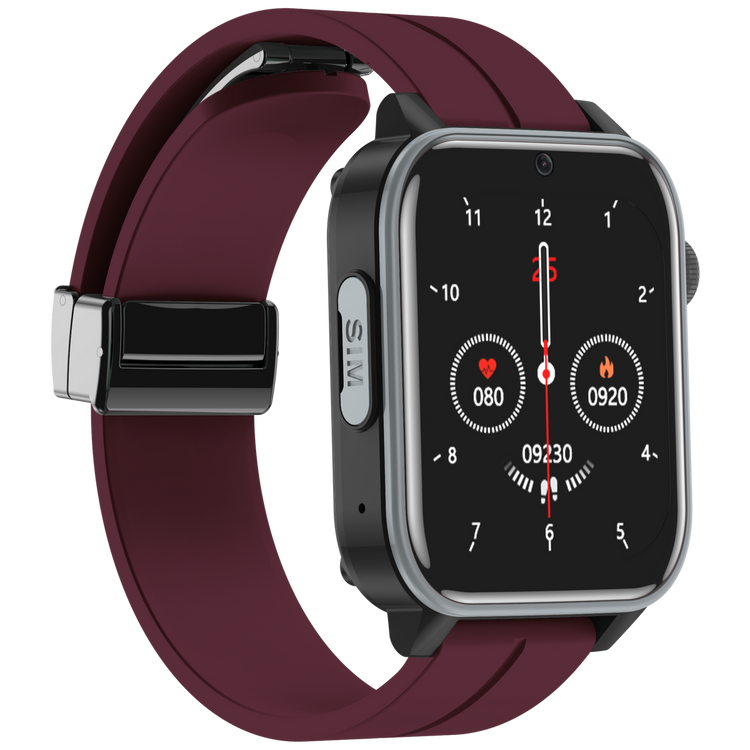 Bemi SmartWatch Senio Szary + Pasek Silikonowy Czerwony / Czerwone Wino