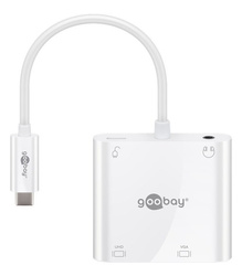 Multi adapter USB-C - HDMI + VGA + audio 3.5mm + USB-C PD 100 W Goobay Biały