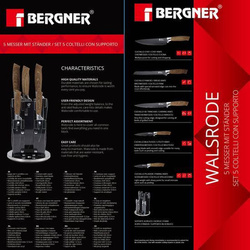 BERGNER Zestaw noży ze stali nierdzewnej Walsrode - 5 Sztuk + Stojak