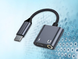 Adapter rozdzielający Beline  USB-C na USB-C/Jack 3,5mm Czarny