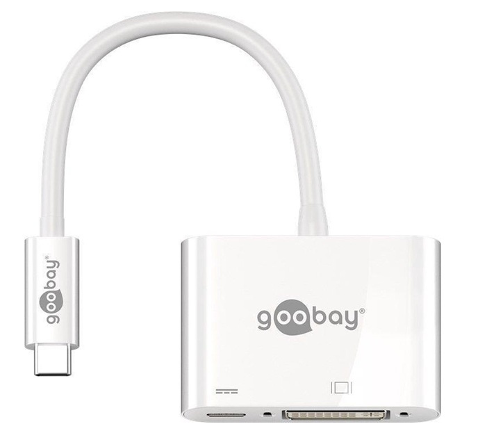 Multi adapter USB-C - DVI-I + USB-C Goobay Biały