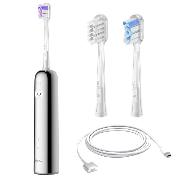 Laifen Szczoteczka do Zębów Soniczna Wave Stainless Steel Srebrna 3 Główki