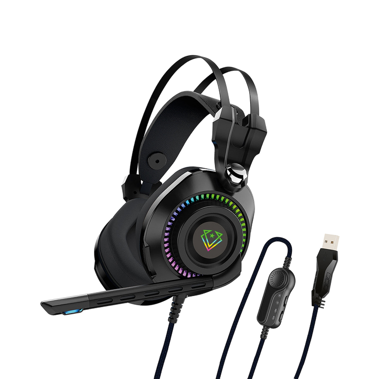 Vertux Słuchawki Audiophile 50mmWokółuszne Bogota Czarne  3,5mm RGB USB 105 dB