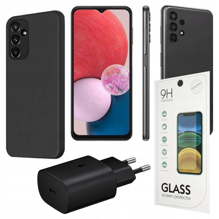 ZESTAW: Smartfon Samsung A13 – Ładowarka Samsung – Szkło – Etui
