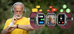Bemi SmartWatch Senio Szary + Pasek Silikonowy Czerwony / Czerwone Wino /OUTLET