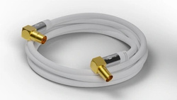 Kabel antenowy koncentryczny kątowy Przyłącze TV IEC Goobay Białe 1m