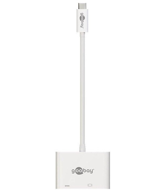 Adapter USB-C - VGA + USB-C Goobay Biały
