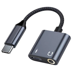 Adapter rozdzielający Beline  USB-C na USB-C/Jack 3,5mm Czarny