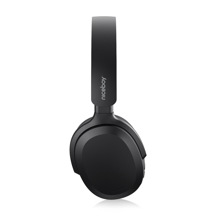 Niceboy Słuchawki Nauszne  Sora Onyx Black Czarne AUX AAC IPX4 BT 5.3 USBC