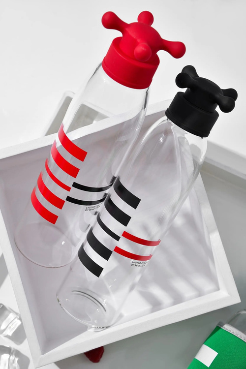 Butelka szklana Benetton 500ml neoprenowy rękaw czerwona BE-0800-RD