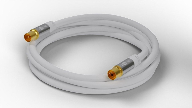 Kabel antenowy koncentryczny ekranowany Przyłącze TV 1m Biały Goobay