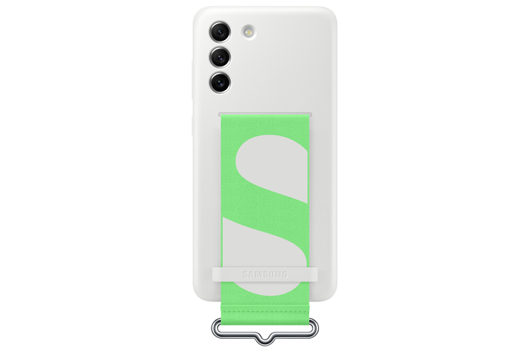 Etui Samsung Silicone Cover with Strap Biały do Galaxy S21 FE 5G (EF-GG990TWEGWW)