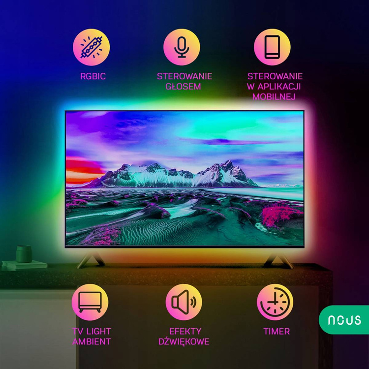 Inteligentna Taśma Led RGBIC TV WI-FI 2m NOUS F9